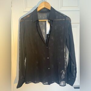Calvin Klein Collection Sheer Black Blouse